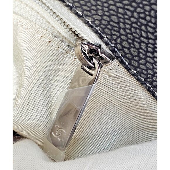 CHANEL Timeless CC Leather Chain Shopper Tote Bag Shoulder Metallic Grey Pewter - Picture 11 of 12